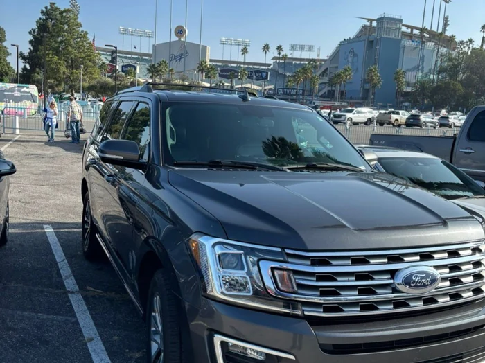 Luxury SUV parked at Dodger Stadium before a game